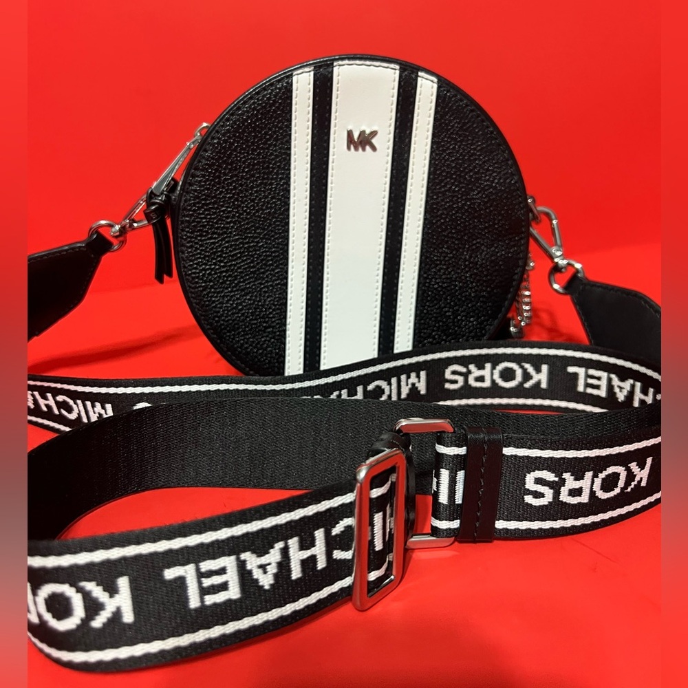 Michael Kors Black and White Crossbody Bag with Adjustable Strap